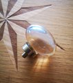 Polished oval crystal and brass cabinet pull/Retro gold glazed egg crystal drawer knob/mid century style smooth polished crystal door handle