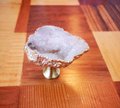 White quartz crystal geode and gold brass drawer handle/natural crystal cabinet handle/geode stone door knob/crystal cave drawer handle