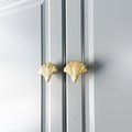 Gold ginkgo leaf shaped cabinet pull/solid brass leaf door handle/Gingko drawer knob/Golden leaves drawer pull/brass furniture hardware