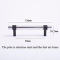 Matte Black and shiny silver stainless steel cabinet bar handle/Silver and black drawer pull/Silver furniture hardware/Monochrome hardware