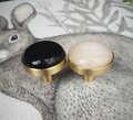 Round polished white quartz or black obsidian drawer knob/Monochrome Drawer pull/gemstone cabinet pull/crystal door handle/stone door knobs