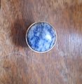 Round electric blue and white marble drawer handle/Smooth Blue marble and brass cabinet handle/Marble furniture hardware/Blue door knob