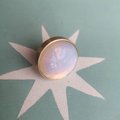 Round moonstone and gold brass drawer pull/opalite cabinet handle/gemstone drawer knob/Semi precious stone hardware/moon stone door handle