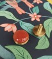 Round red quartz crystal and gold brass cabinet handle/Red gemstone drawer handle/Red semi precious stone drawer pull/Pink crystal door knob