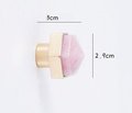 Pink rose quartz crystal hexagonal drawer pull/Pink semi precious stone and brass cabinet handle/Pink gemstone door knob/furniture hardware