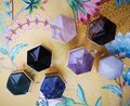 Black shiny Obsidian hexagonal drawer knob/Semi precious stone and brass hexagonal cabinet pull/Black stone cabinet handle/Gemstone handle