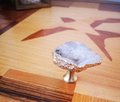White quartz crystal geode and gold brass drawer handle/natural crystal cabinet handle/geode stone door knob/crystal cave drawer handle