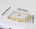 Large white or pink rose quartz rectangle drawer pull with gold edges/Pink gemstone slice cabinet handle/Square crystal slice door handle