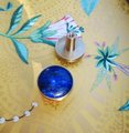 Electric blue lapis lazuli and gold brass  drawer knob/blue stone cabinet handle/gemstone drawer pull/blue cabinet handle/blue hardware
