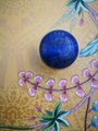 Electric blue lapis lazuli and gold brass  drawer knob/blue stone cabinet handle/gemstone drawer pull/blue cabinet handle/blue hardware