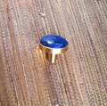Electric blue lapis lazuli and gold brass  drawer knob/blue stone cabinet handle/gemstone drawer pull/blue cabinet handle/blue hardware