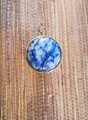 Round electric blue and white marble drawer handle/Smooth Blue marble and brass cabinet handle/Marble furniture hardware/Blue door knob
