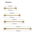 Shiny Gold Brass 6mm thick bar pull handle with round backplates/shiny gold drawer pull/kitchen furniture hardware/retro gold door handle