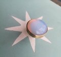 Round moonstone and gold brass drawer pull/opalite cabinet handle/gemstone drawer knob/Semi precious stone hardware/moon stone door handle
