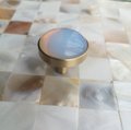 Round moonstone and gold brass drawer pull/opalite cabinet handle/gemstone drawer knob/Semi precious stone hardware/moon stone door handle