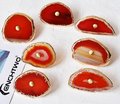 Round large colourful Agate slice cabinet handle/Bright coloured stone door handle with gold edges/Rainbow shade agate slice drawer handle