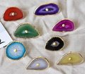 Round large colourful Agate slice cabinet handle/Bright coloured stone door handle with gold edges/Rainbow shade agate slice drawer handle