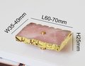 Large white or pink rose quartz rectangle drawer pull with gold edges/Pink gemstone slice cabinet handle/Square crystal slice door handle