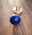 Electric blue lapis lazuli and gold brass  drawer knob/blue stone cabinet handle/gemstone drawer pull/blue cabinet handle/blue hardware