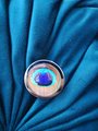 Peacock Eye glass cabochon and silver drawer pull cabinet handle door knob furniture hardware feather