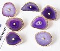 Round large colourful Agate slice cabinet handle/Bright coloured stone door handle with gold edges/Rainbow shade agate slice drawer handle