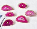 Round large colourful Agate slice cabinet handle/Bright coloured stone door handle with gold edges/Rainbow shade agate slice drawer handle