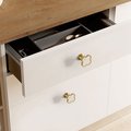 Mother of pearl clover shaped drawer pull/Brass and pearl clover cabinet handle/Iridescent shell door knob/Clover shaped pearl door handle