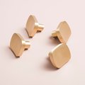 Gold contoured rectangle shaped drawer handle/Solid brass square shaped cabinet handle/Geometric square drawer knob/Brass kitchen hardware