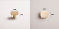 Gold contoured rectangle shaped drawer handle/Solid brass square shaped cabinet handle/Geometric square drawer knob/Brass kitchen hardware