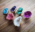 Bright coloured quartz crystal geode cabinet handles/gemstone drawer handle/crystal door handle/colourful semi precious stone door knob