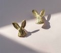 Gold brass Rabbit face cabinet pull/Gold bunny drawer handle/Nursery door knob/Woodland animal hardware/Rabbit door handle/Bunny door handle