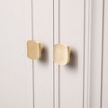 Gold contoured rectangle shaped drawer handle/Solid brass square shaped cabinet handle/Geometric square drawer knob/Brass kitchen hardware