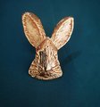 Gold brass Rabbit face cabinet pull/Gold bunny drawer handle/Nursery door knob/Woodland animal hardware/Rabbit door handle/Bunny door handle