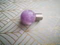 Purple Amethyst ball and silver drawer pull/Polished purple gemstone cabinet handle/Amethyst crystal and silver door knob/crystal hardware