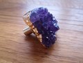 Natural Irregular shaped purple Amethyst drawer handle/Rough cut quartz crystal and gold brass cabinet pull/Gemstone door knob/geode handle