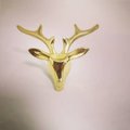 Shiny gold brass stag head drawer handle/Gold deer head cabinet pull/woodland themed door handle/Stag head shaped door knob/man cave decor