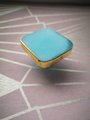 Square blue quartz crystal drawer handle/turquoise coloured crystal and gold brass cabinet handle/gemstone door knob/blue crystal hardware
