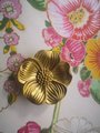 Gold wild rose flower door handle/Blossom flower cabinet pull/Gold flower Drawer Handle/Bedroom furniture hardware/Flower shaped door knob
