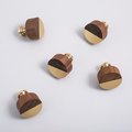 Round walnut wood and gold brass inlay cabinet Pull/Geometric semicircular pattern drawer handle/Gold brass and dark wooden door handle