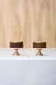 Round walnut wood and gold brass inlay cabinet Pull/Geometric semicircular pattern drawer handle/Gold brass and dark wooden door handle