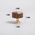 Round walnut wood and gold brass inlay cabinet Pull/Geometric semicircular pattern drawer handle/Gold brass and dark wooden door handle