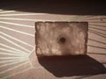 Large white or pink rose quartz rectangle drawer pull with gold edges/Pink gemstone slice cabinet handle/Square crystal slice door handle