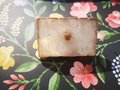 Large white or pink rose quartz rectangle drawer pull with gold edges/Pink gemstone slice cabinet handle/Square crystal slice door handle