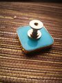 Square blue quartz crystal drawer handle/turquoise coloured crystal and gold brass cabinet handle/gemstone door knob/blue crystal hardware