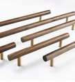 Simple smooth walnut and Brass cabinet bar handle/Dark wooden drawer pull/Wooden furniture hardware/Walnut wood and gold brass door handle