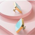 Square blue quartz crystal drawer handle/turquoise coloured crystal and gold brass cabinet handle/gemstone door knob/blue crystal hardware