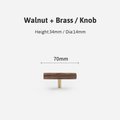 Simple smooth walnut and Brass cabinet bar handle/Dark wooden drawer pull/Wooden furniture hardware/Walnut wood and gold brass door handle