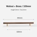 Simple smooth walnut and Brass cabinet bar handle/Dark wooden drawer pull/Wooden furniture hardware/Walnut wood and gold brass door handle