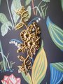 Gold brass trailing vine leaves and flowers cabinet pull/Gold floral design drawer handle/Brass leaf and flower door handle/Vine leaf handle
