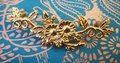 Gold brass trailing vine leaves and flowers cabinet pull/Gold floral design drawer handle/Brass leaf and flower door handle/Vine leaf handle